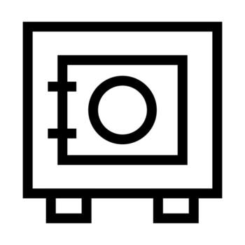A line style icon of a secure vault, symbolizing financial security or valuables storage. vector