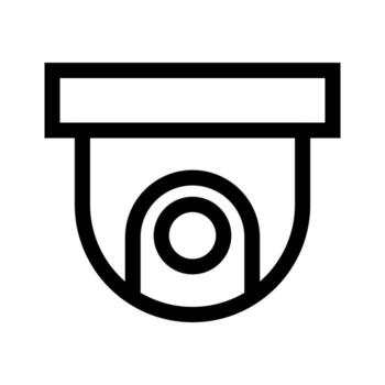 A line style icon of a ceiling mounted camera, symbolizing surveillance and monitoring. vector