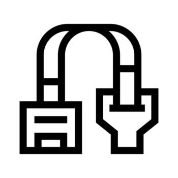 A line style icon of a lock with a chip, symbolizing electronic or digital security. vector