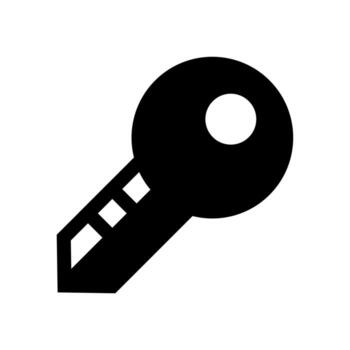 A solid style icon of a metal object used to open a lock, symbolizing access and security. vector