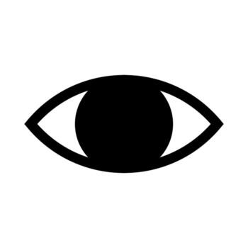 A solid style icon of an eye, symbolizing visibility, monitoring, or privacy. vector