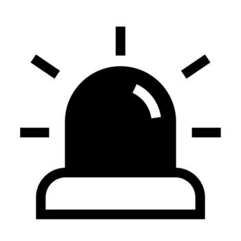 un sólido estilo icono de un giratorio luz, simbolizando un alerta, emergencia, o precaución. vector