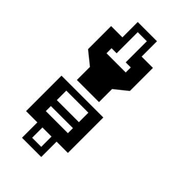 A solid style icon of two connecting plugs, symbolizing electrical connection or security link. vector