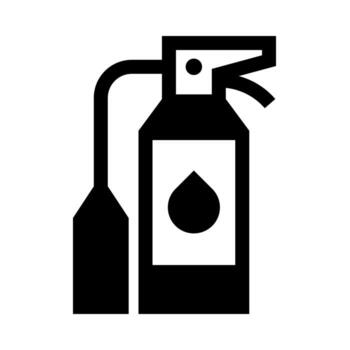 A solid style icon of a device used to extinguish fires, symbolizing fire emergency preparedness. vector