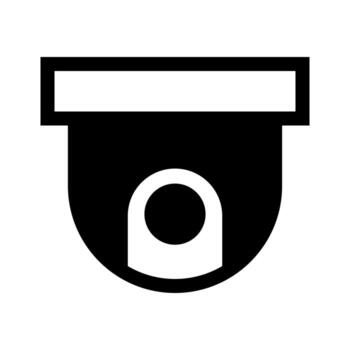 A solid style icon of a ceiling mounted camera, symbolizing surveillance and monitoring. vector