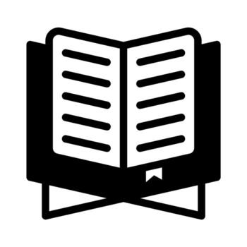A solid icon of an open holy Quran book for reading during Ramadan. vector