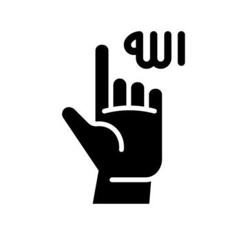 A filled graphic depicting an index finger pointing up, symbolizing Tawhid Allah Is One. vector