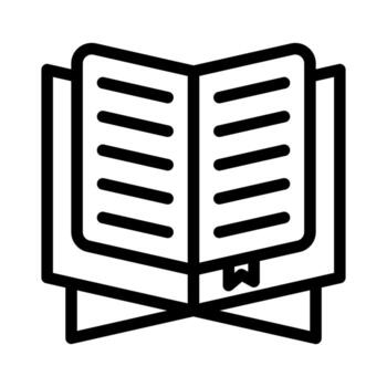 An outline icon of an open holy Quran book for reading during Ramadan. vector