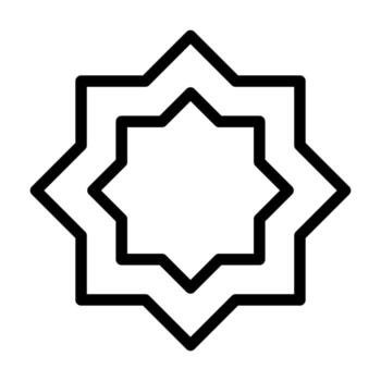 un sencillo línea icono de un como una estrella patrón, simbolizando un Ramadán ornamento o decoración. vector