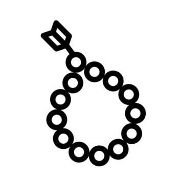A linear graphic depicting a string of prayer beads Tasbih for Dhikr. vector