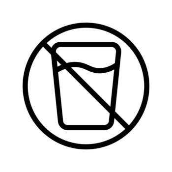 A linear graphic of a glass with a prohibition line, indicating no drink sign fasting. vector