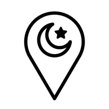 An outline icon of a map pin, indicating a location related to Ramadan. vector
