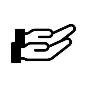 A second simple filled icon of two open hands raised for Dua or prayer. vector