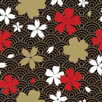 Colorful floral pattern on dark background vector