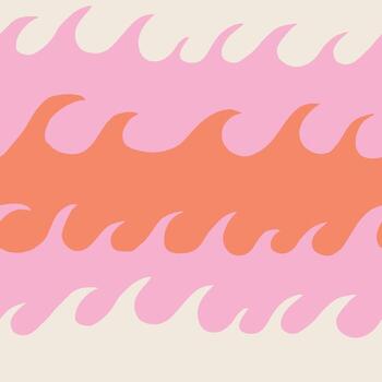 Seamless hand-drawn pattern with abstract ocean waves in pink tones vector