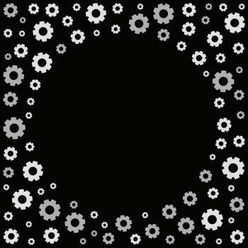 Circles and gears pattern with a dark center - illustration or frame vector