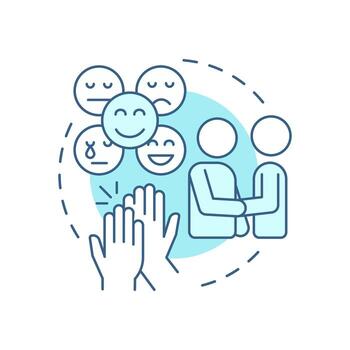 Nonverbal communication soft blue concept icon. Social interaction, messaging. Positive personality. Round shape line illustration. Abstract idea. Graphic design. Easy to use in booklet, blog post vector