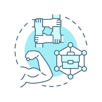 Form coalition soft blue concept icon. Building group of influential people. Kotter change management model. Round shape line illustration. Abstract idea. Graphic design. Easy to use in presentation vector