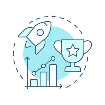 Create quick wins soft blue concept icon. Achieving visible successes. Kotter change management model. Round shape line illustration. Abstract idea. Graphic design. Easy to use in presentation vector
