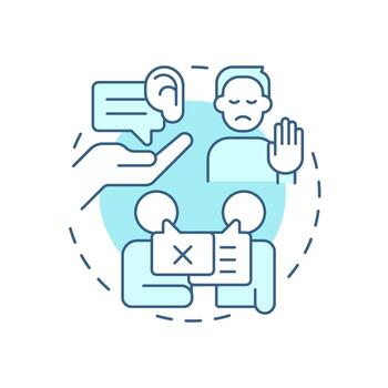 evitar interrumpiendo suave azul concepto icono. discutiendo malentendido. social comunicación. redondo forma línea ilustración. resumen idea. gráfico diseño. fácil a utilizar en folleto, Blog enviar vector