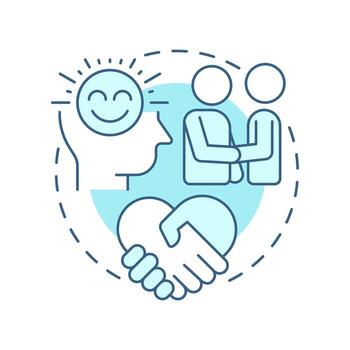 Attitude soft blue concept icon. Social networking, friendship. Help, support. Personality mood. Round shape line illustration. Abstract idea. Graphic design. Easy to use in booklet, blog post vector