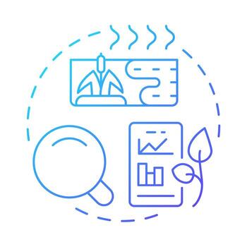 Wetland monitoring blue gradient concept icon. Observation and data collection. Phase of swamps restoration. Round shape line illustration. Abstract idea. Graphic design. Easy to use in booklet vector