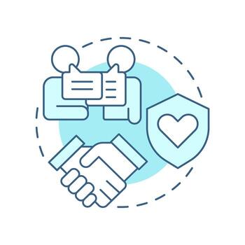 Needs soft blue concept icon. Social communication, conversation. Friendship trust, partnership. Round shape line illustration. Abstract idea. Graphic design. Easy to use in booklet, blog post vector