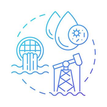 Water pollution blue gradient concept icon. Contamination of waterbodies. Cause of freshwater scarcity. Round shape line illustration. Abstract idea. Graphic design. Easy to use in booklet vector