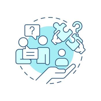 Open-ended questions soft blue concept icon. Conversation, dialogue. Social communication. Round shape line illustration. Abstract idea. Graphic design. Easy to use in booklet, blog post vector