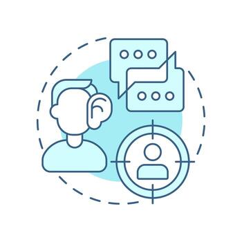 Attention soft blue concept icon. Social interaction, messaging. Active listening, chatting. Round shape line illustration. Abstract idea. Graphic design. Easy to use in booklet, blog post vector