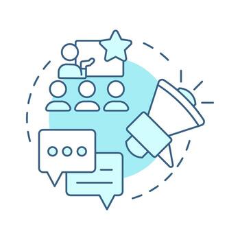 Communicate vision soft blue concept icon. Sharing message in organization. Kotter change management model. Round shape line illustration. Abstract idea. Graphic design. Easy to use in presentation vector