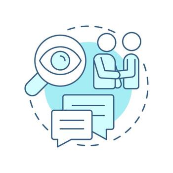Observation soft blue concept icon. Social communication, conversation. Friendship, networking. Round shape line illustration. Abstract idea. Graphic design. Easy to use in booklet, blog post vector