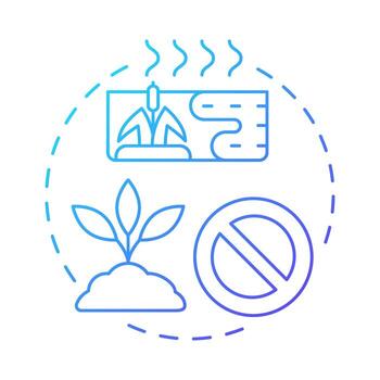 Treating invasive species blue gradient concept icon. Remove non native habitats. Phase of wetland restoration. Round shape line illustration. Abstract idea. Graphic design. Easy to use in booklet vector