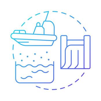 Dams and reservoirs blue gradient concept icon. Artificial lakes freshwater. Strategy for increasing water supply. Round shape line illustration. Abstract idea. Graphic design. Easy to use in booklet vector