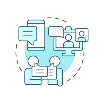 Verbal communication soft blue concept icon. Social messaging, conversation. call. Round shape line illustration. Abstract idea. Graphic design. Easy to use in booklet, blog post vector