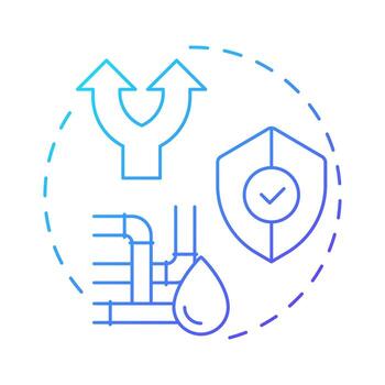 Efficient water allocation blue gradient concept icon. Distribution. Strategy for increasing freshwater supply. Round shape line illustration. Abstract idea. Graphic design. Easy to use in booklet vector