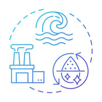 Desalination blue gradient concept icon. Removing salt from seawater. Strategy for increasing water supply. Round shape line illustration. Abstract idea. Graphic design. Easy to use in booklet vector