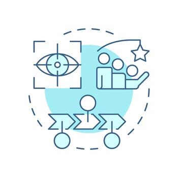 Create vision for change soft blue concept icon. Define future state. Kotter shift management model. Round shape line illustration. Abstract idea. Graphic design. Easy to use in presentation vector