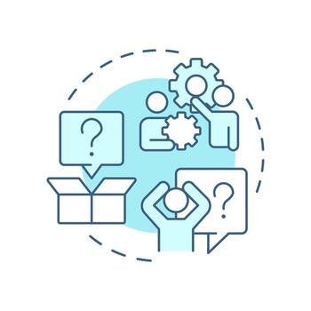 Fear of unknown soft blue concept icon. Unsure about future processes and conditions. Barrier to change. Round shape line illustration. Abstract idea. Graphic design. Easy to use in presentation vector