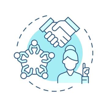 Soft skills training soft blue concept icon. Strategy to improve life competencies. Self management. Round shape line illustration. Abstract idea. Graphic design. Easy to use in article vector