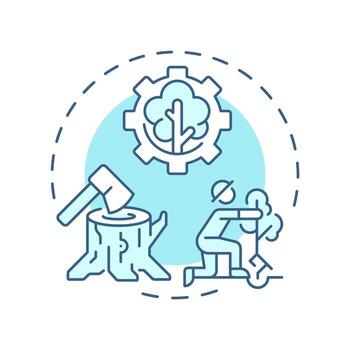 Forest management soft blue concept icon. Tree planting, illegal logging. Ecosystem preservation. Round shape line illustration. Abstract idea. Graphic design. Easy to use in brochure, booklet vector
