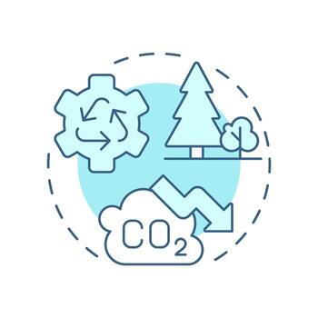 Forest carbon soft blue concept icon. Emissions decrease, pollution. Air quality, ecology. Round shape line illustration. Abstract idea. Graphic design. Easy to use in brochure, booklet vector