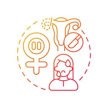 Oophorectomy red gradient concept icon. Surgical climacteric. Removal of ovaries. Cause of menopause. Round shape line illustration. Abstract idea. Graphic design. Easy to use in blog post vector