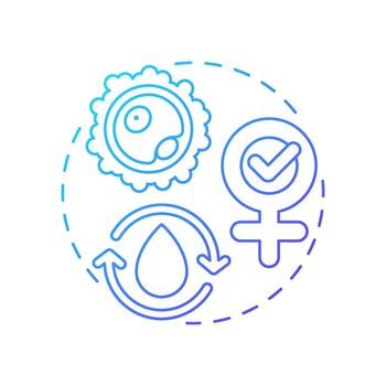 Follicle stimulating hormone blue gradient concept icon. Regulating menstrual cycle. Menopause treatment. Round shape line illustration. Abstract idea. Graphic design. Easy to use in blog post vector