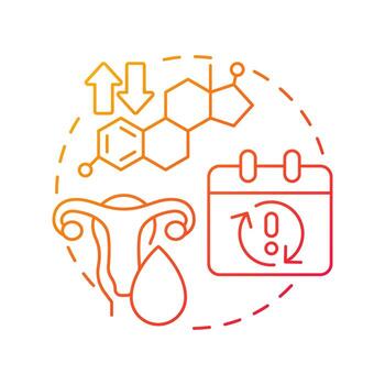 Irregular periods red gradient concept icon. Unpredictable menstrual cycle. Symptom of menopause. Gynecology. Round shape line illustration. Abstract idea. Graphic design. Easy to use in blog post vector