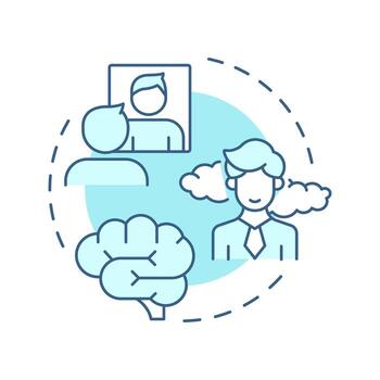 yo conciencia suave azul concepto icono. reconociendo mental estado cambios. emocional regulación habilidades. redondo forma línea ilustración. resumen idea. gráfico diseño. fácil a utilizar en artículo vector