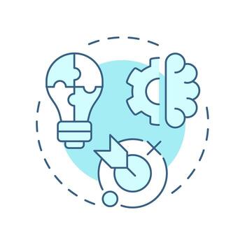 Thinking skills soft blue concept icon. Mental ability to analyze and create ideas. Life competencies. Round shape line illustration. Abstract idea. Graphic design. Easy to use in article vector