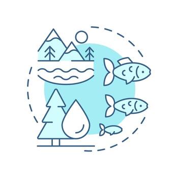 Watershed management soft blue concept icon. Ecosystem preservation, water pollution. Round shape line illustration. Abstract idea. Graphic design. Easy to use in brochure, booklet vector