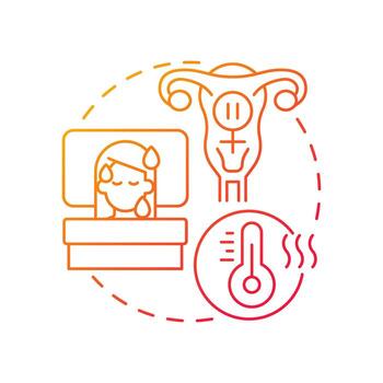 Vasomotor symptoms red gradient concept icon. Body response to decreasing estrogen levels. Menopause signs. Round shape line illustration. Abstract idea. Graphic design. Easy to use in blog post vector