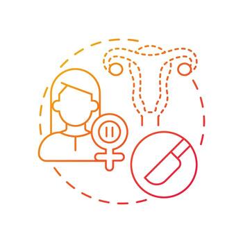 Hysterectomy red gradient concept icon. Surgical procedure to remove uterus. Cause of menopause. Gynecology. Round shape line illustration. Abstract idea. Graphic design. Easy to use in blog post vector